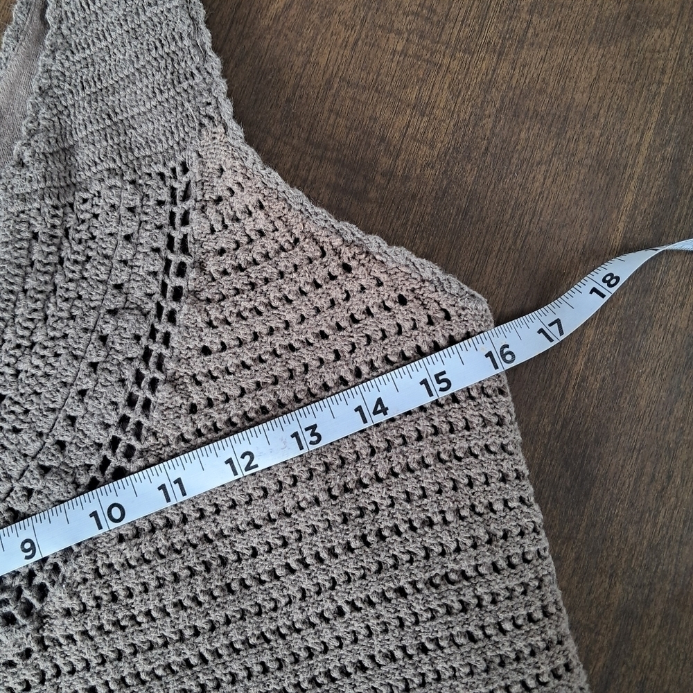 Athleta Women’s Size Large Brown Crochet Knit Lace Knee Length Tank Sheath Dress - Picture 6 of 7